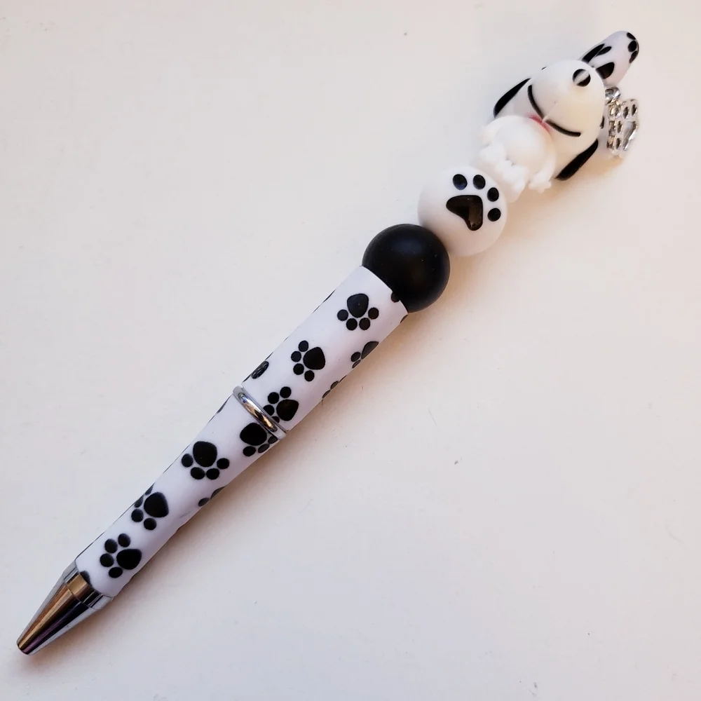 Handmade Paw Print 3D Snoopy Beaded Silicone Focal Bead Pen